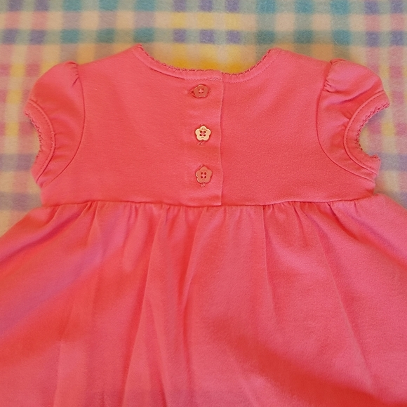 LITTLE ME 🌺 Vintage 2pc Coral Smocked Floral Embroidery Ruffled Dress Outfit 3M - Picture 10 of 17